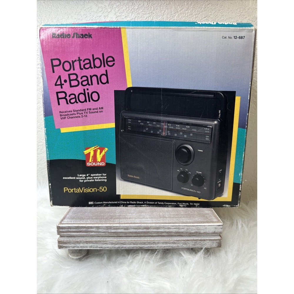 $34 🌙 Radioshack 4 Band AM‎ FM TV1 TV2 Radio Portavision 50 Model 12-687